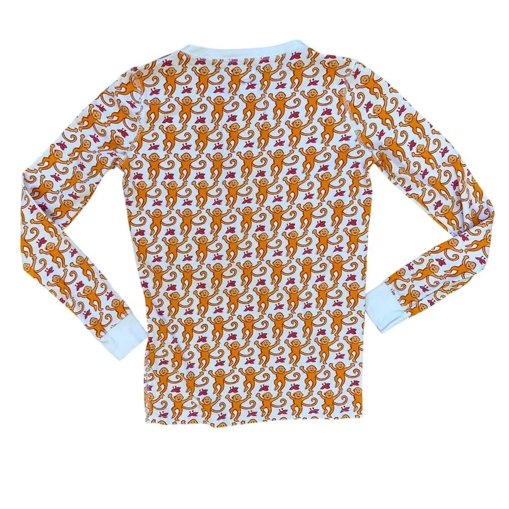 Roller Rabbit Orange Monkey Henley Pajama Top Size 14 years